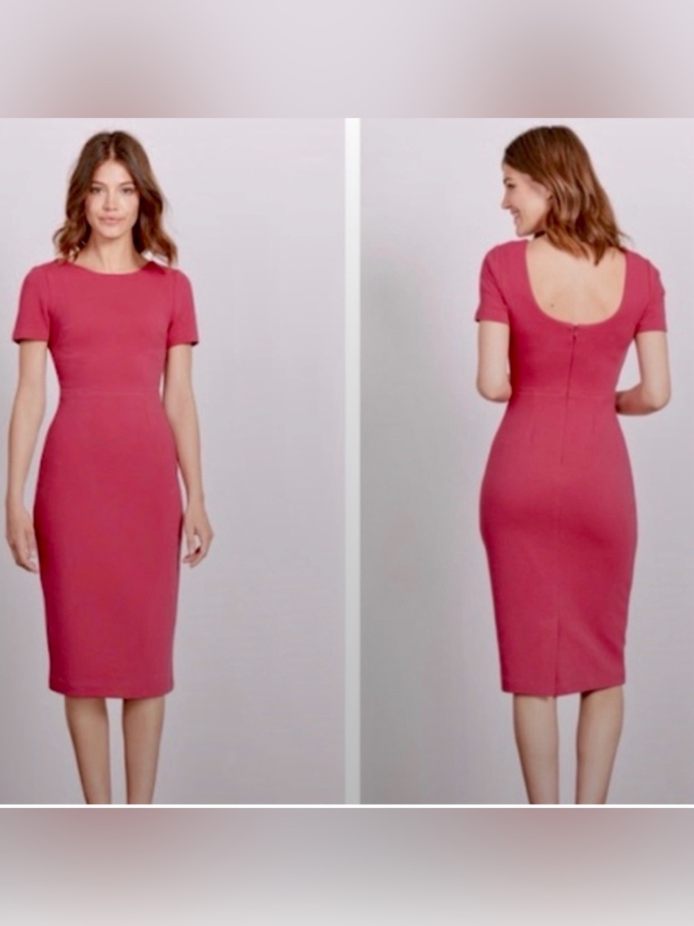 Boden Rose-Pink Scoop-Back Midi Ottoman Dress